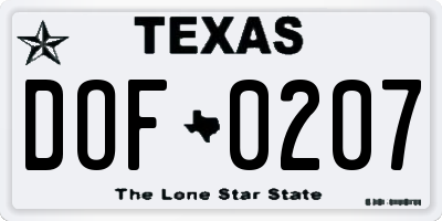 TX license plate DOF0207