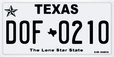 TX license plate DOF0210