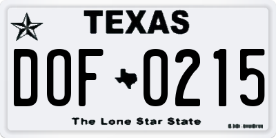 TX license plate DOF0215