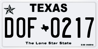 TX license plate DOF0217