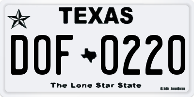 TX license plate DOF0220
