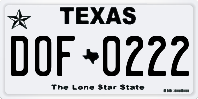 TX license plate DOF0222