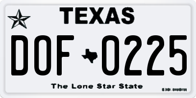 TX license plate DOF0225