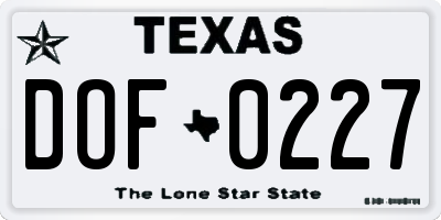 TX license plate DOF0227