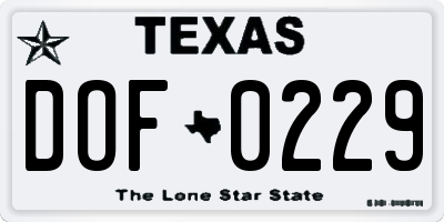 TX license plate DOF0229