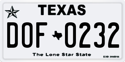 TX license plate DOF0232