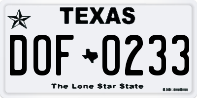 TX license plate DOF0233