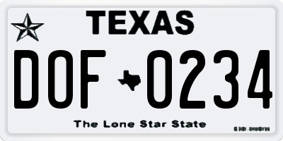TX license plate DOF0234