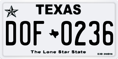 TX license plate DOF0236
