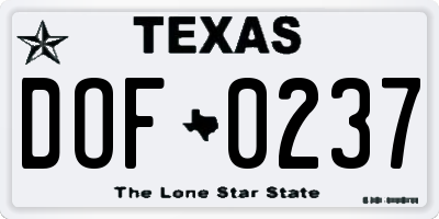 TX license plate DOF0237