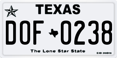 TX license plate DOF0238