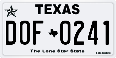 TX license plate DOF0241
