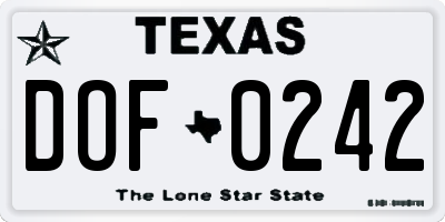 TX license plate DOF0242