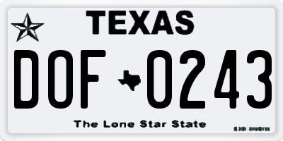 TX license plate DOF0243