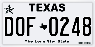 TX license plate DOF0248