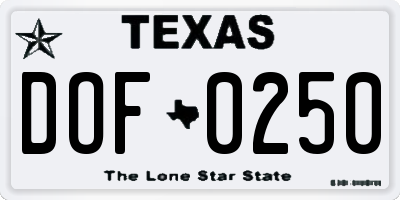 TX license plate DOF0250