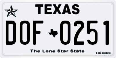 TX license plate DOF0251
