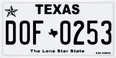 TX license plate DOF0253