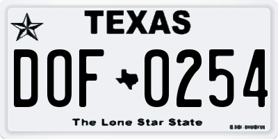 TX license plate DOF0254