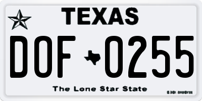 TX license plate DOF0255