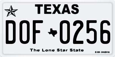 TX license plate DOF0256