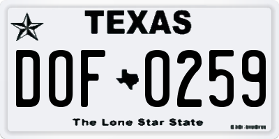 TX license plate DOF0259