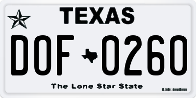 TX license plate DOF0260