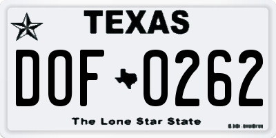 TX license plate DOF0262