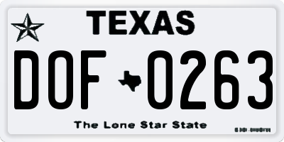TX license plate DOF0263