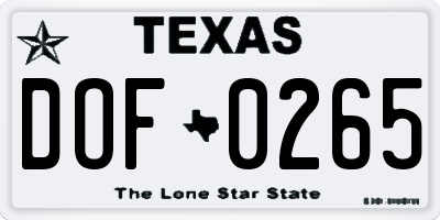 TX license plate DOF0265