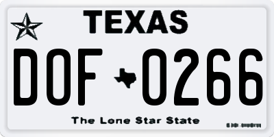 TX license plate DOF0266