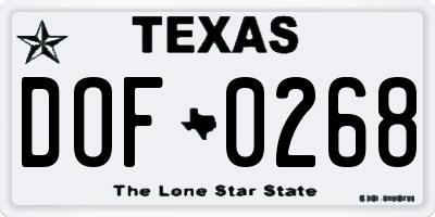 TX license plate DOF0268