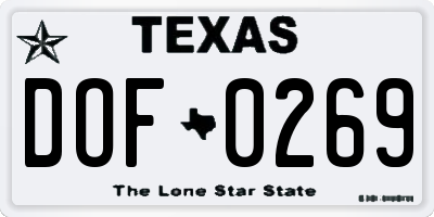 TX license plate DOF0269