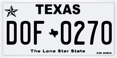 TX license plate DOF0270