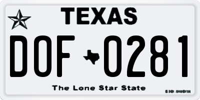 TX license plate DOF0281