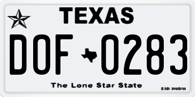 TX license plate DOF0283