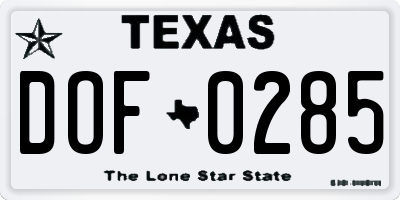 TX license plate DOF0285