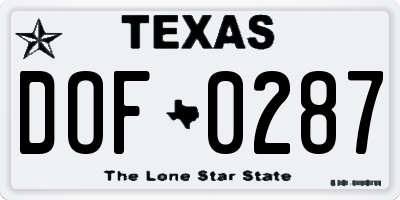 TX license plate DOF0287