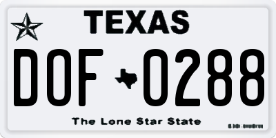 TX license plate DOF0288