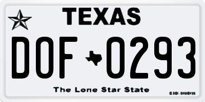 TX license plate DOF0293