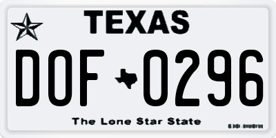 TX license plate DOF0296