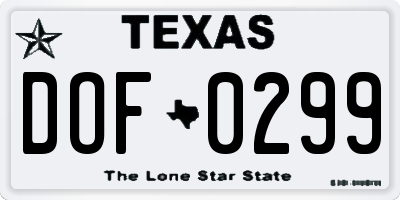 TX license plate DOF0299