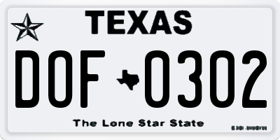TX license plate DOF0302