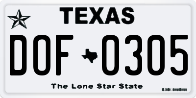 TX license plate DOF0305