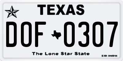 TX license plate DOF0307