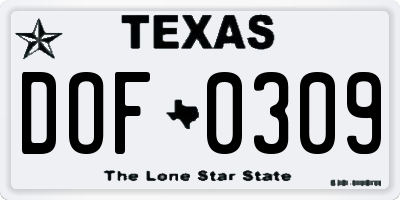 TX license plate DOF0309