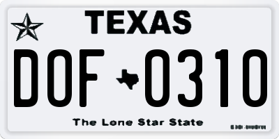 TX license plate DOF0310