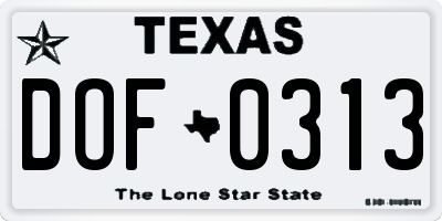 TX license plate DOF0313
