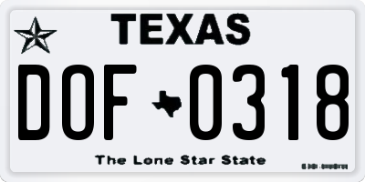TX license plate DOF0318