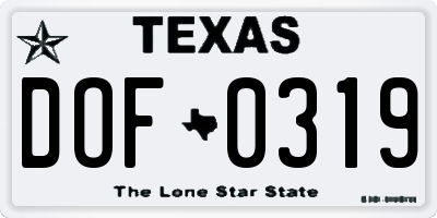 TX license plate DOF0319